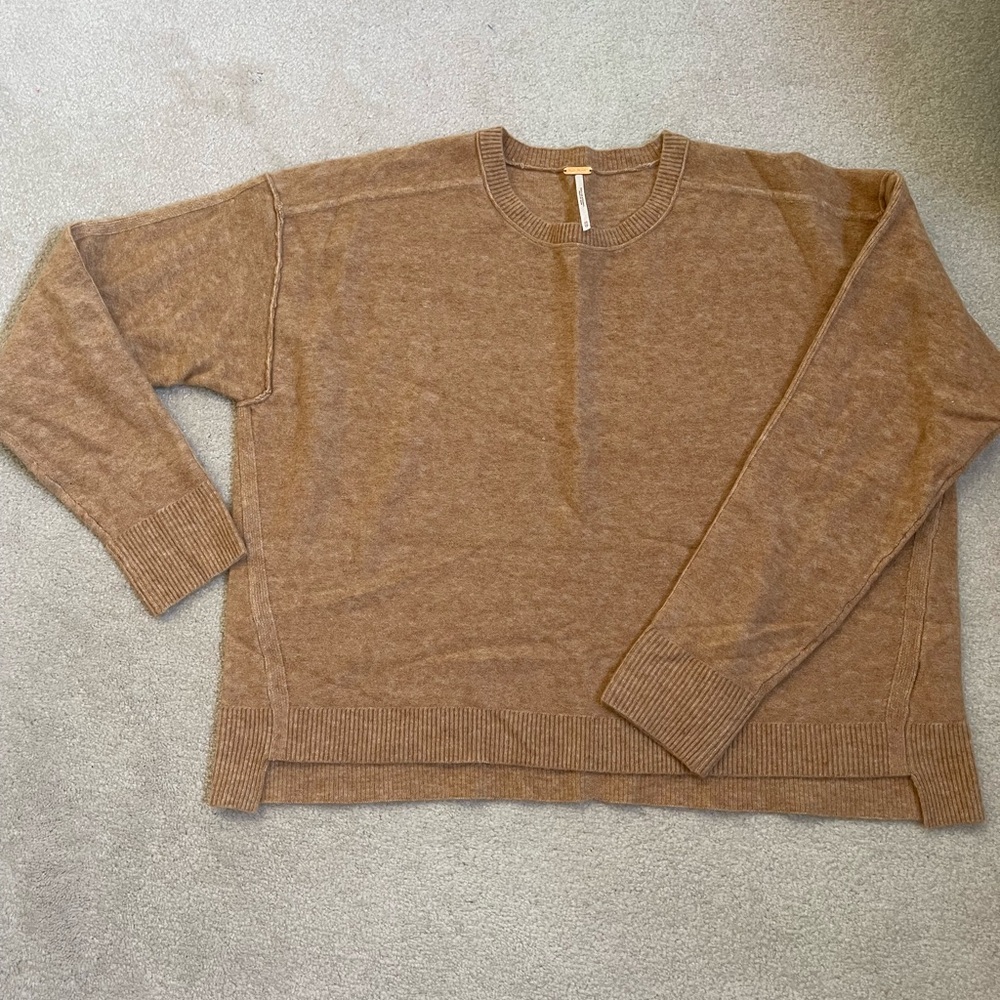 Free People Brown Crew Neck Sweater